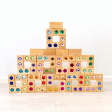 Load image into Gallery viewer, Bauspiel colour street blocks with gemstones - 45 pieces