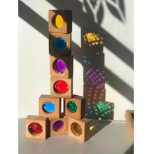 Load image into Gallery viewer, Bauspiel square window blocks with gemstones - 25 pieces