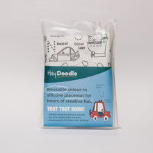 Load image into Gallery viewer, Reusable colouring mat and markers - Toot toot honk!