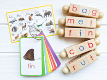 Load image into Gallery viewer, Spin-and-Read Phonetic Blocks & CVC Flashcard Set