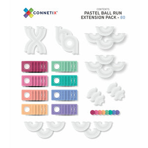 Connetix magnetic tiles - 80 piece pastel ball run expansion pack