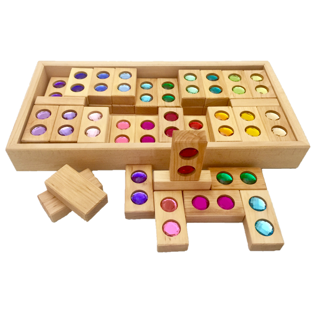 Bauspiel colour street blocks with gemstones - 45 pieces