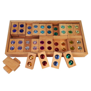 Bauspiel colour street blocks with gemstones - 22 pieces