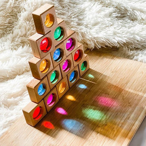 Bauspiel square window blocks with gemstones - 5 pieces