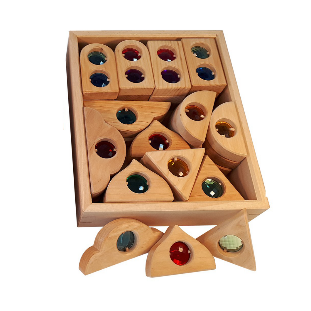Bauspiel window shapes with gemstones - 6 pieces