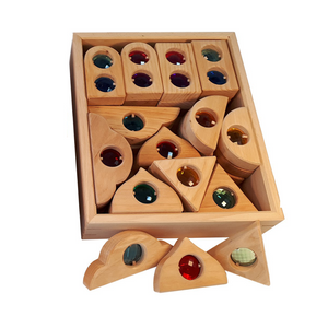 Bauspiel window shapes with gemstones - 12 pieces