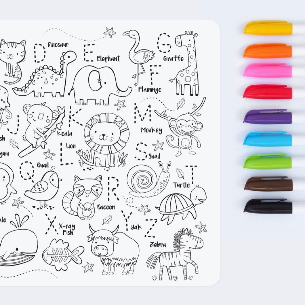 Reusable colouring mat and markers - Into the wild