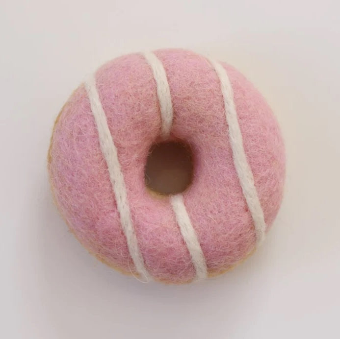 Felt donut - light pink stripe