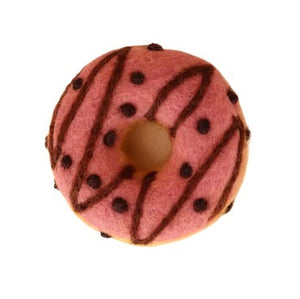 Felt donut - pink choc stripe