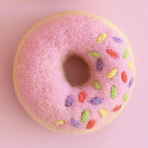 Felt donut - pink half sprinkles