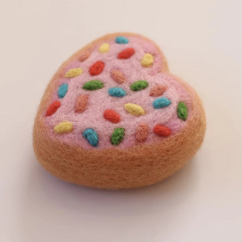 Felt donut - pink heart sprinkles