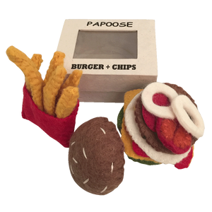 Felt burger and chips set in box